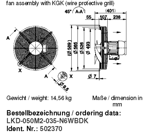 Габаритные размеры и исполнение KGV EX 500/22 T4 480V 100984